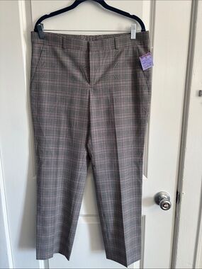Veronica Beard  purple with grey Plaid Trousers with Pink Windowpane